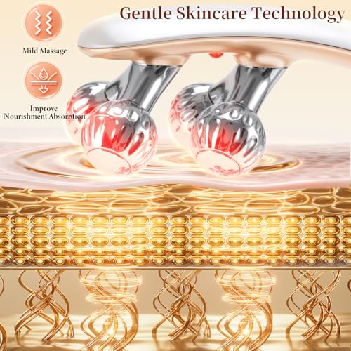 Red Light Face Massager & Facial Roller with Jawline Shaper