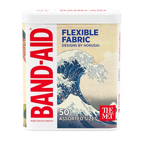 Band-Aid Fabric Adhesive Bandages Hokusai Art Design 50ct