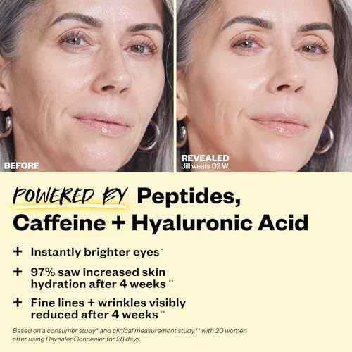 Kosas Revealer Concealer - Medium Coverage Makeup with Hyaluronic Acid, Conceals Dark Circles Under Eyes, Dark Spots and Blemishes + Brightens, Hydrates, Long-Lasting & Vegan, (Tone 04 N)