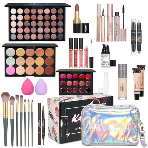 Makeup Kit for Women Full Kit Teens Makeup Set Eyeshadow Palette, Lip Gloss, Lipstick, Makeup Brush, Foundation, Concealer Mascara Powder Puff Makeup Bag Makeup Set for Women Girls Teens Gift