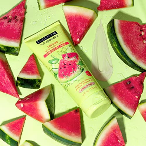 Freeman Soothing Watermelon & Aloe Gel Facial Mask, Hydrates, Nourishes, & Soothes Irritated Skin, Cooling, Calming Gel Face Mask, For Sensitive & Break-Out Prone Skin, 6 fl.oz. Tube, 1 Count