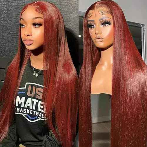 13x6 Reddish Brown Lace Front Wigs Human Hair Straight Human Hair Wigs for Women Reddish Brown 13x6 HD Lace Front Wigs Pre Plucked 26 Inch