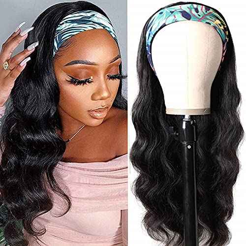 higher Body Wave Headband Human Hair Wig 20 Inch Glueless None Lace Front Wig Brazilian Virgin Hair Wear and Go Wigs for Black Women 150% Density Wigs Natural Color
