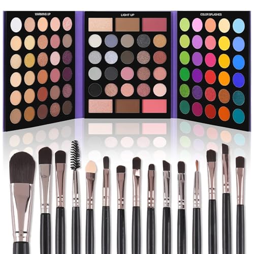 UCANBE 86 Color Eyeshadow Palette with 15 Brushes Makeup Set