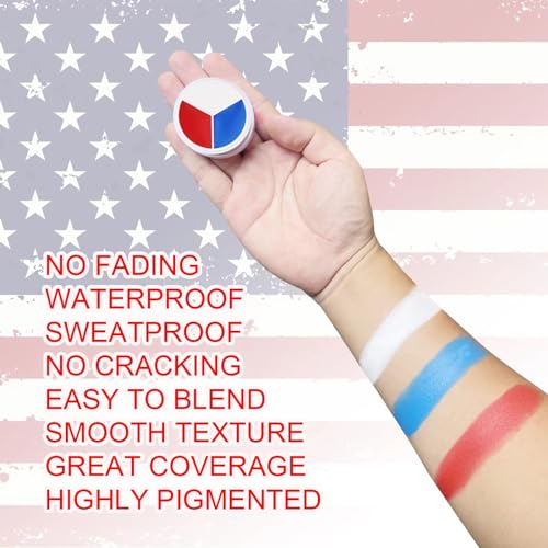 Red White Blue Face Paint Set - American Flag Patriotic Makeup