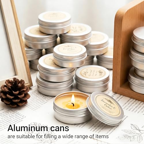 Silver 2 oz Aluminum Salve Tin with Lid - Pack of 100, Screw Top Container