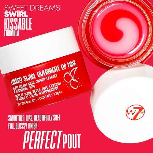 W7 Sweet Dreams Overnight Cherry Swirl Lip Mask - Cherry Extract & Hyaluronic Acid - For Hydrated, Full Looking & Irresistible Lips