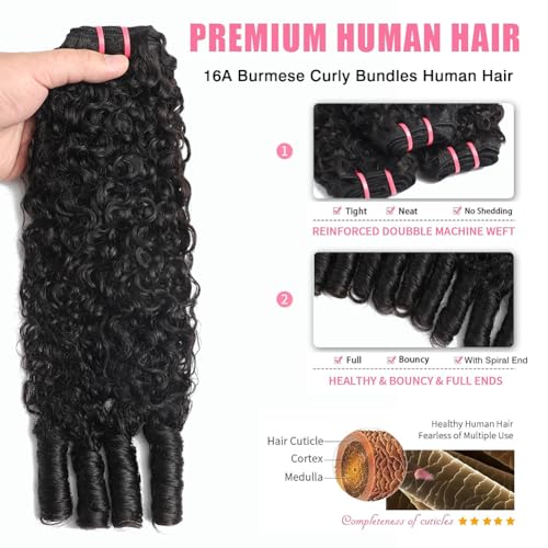 Burmese Curly Human Hair Bundles 16-22 Inch 100% Virgin Remy