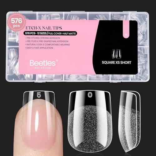 Beetles Extra Short Square Nail Tips 576PC 12 Sizes