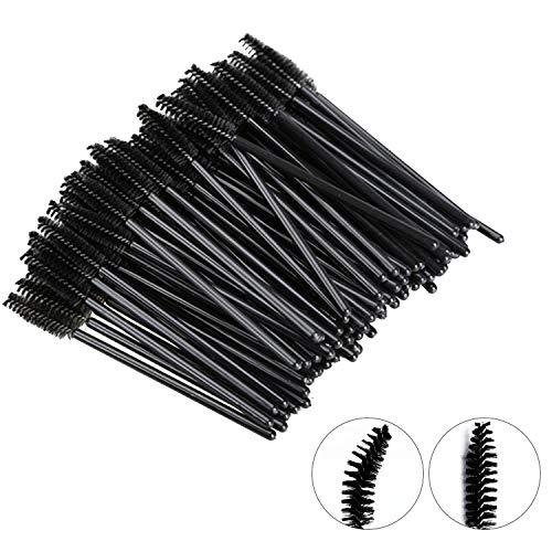Disposable Eyelash Brushes Pack of 100 - 3.9 Inch Black Eyelash & Makeup Applicators with Adjustable Nylon Head