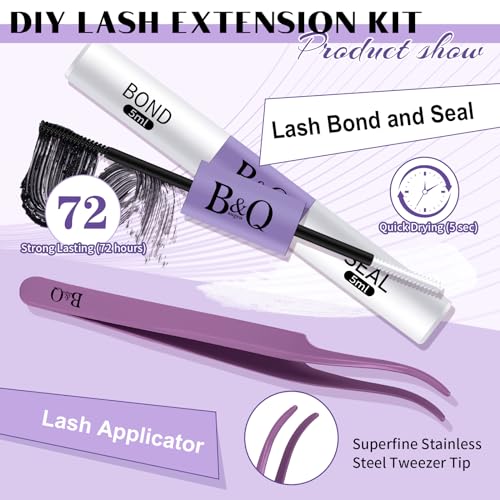 Lash Clusters Kit 120 PCS Eyelash Extension Kit 10-16 Mixed DIY Lash Extension Kit C D Curl Eyelash Clusters Kit with Super Hold Lash Bond and Seal Individual Lashes Kit for Beginners (Kit,DV02)