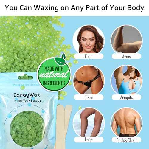 Waxing Kit for Women Men, Wax Warmer Hair Removal at Home with Hard Wax Beads & Silicone Pot, Suitable for Sensitive Skin Brazilian Bikini, Facial, Underarms, Legs, Full body