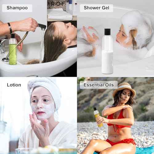 2 Pack 8 oz Plastic Squeeze Bottles with Black Disc Caps Refillable Clear Empty Containers Travel Bottles for Toiletries Conditioner Shampoo Lotions Gels