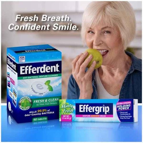 Effergrip Denture Adhesive Cream, Extra Strong Holding Power, 2.5 oz. (Pack of 6)