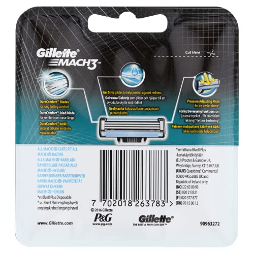 Gillette Mach3 Razor Blades for Men with Stronger-Than-Steel Blades, 8 Refills (Packaging May Vary)