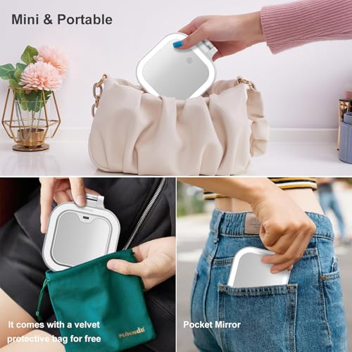 Mocado Compact Travel Makeup Mirror 1X/10X Magnifying Light