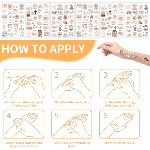 Christian Temporary Tattoos - 150+ Bible Verse Designs (6 Sheets)