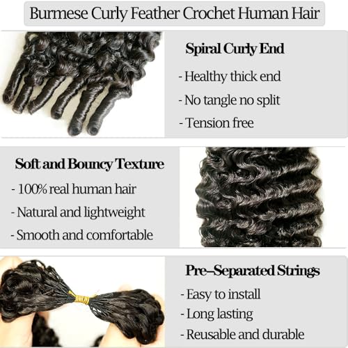 Burmese Curly Crochet Hair Extensions - 14 Inch, 120g, Pre-Looped