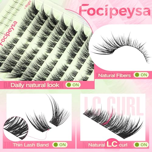Focipeysa Fox Eye Lash Clusters Kit - Natural Wispy Extensions