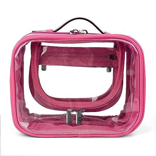 Lychii TSA Approved Toiletry Bag, Clear Travel Bag for Liquids Toiletries, Makeup Cosmetic Bag Organizer, Carry on Travel Accessories Essentials, Rose Red