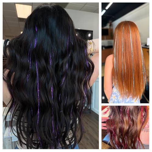 Fairy Hair Tinsel Extensions Kit - 18 Colors, 48 Inches, 8000 Strands