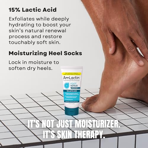 AmLactin Foot Repair Cream & Moisturizing Socks Set - 15% Lactic Acid (3 oz)
