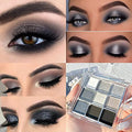 AMY'S DIARY Black Smokey Silver Glitter Eyeshadow Palette 9 Colors - A1