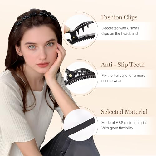 Bangs Hairpin Headband with Clips - 2 Pack