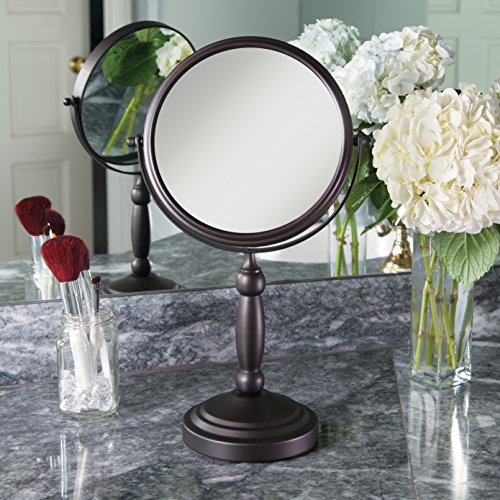 Zadro 9" W x 16" H Round Non-Lighted Makeup Mirror 10X 1X Magnifying Makeup Mirrors Rotating Head Makeup Mirror for Desk