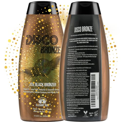 Disco Bronze 30X Black Bronzer Tanning Lotion - Indoor & Outdoor UV Tan Accelerator with DHA, Natural & Cosmetic Bronzers, Proprietary Melanin Boosting Formula, Made in USA for Men & Women ? 10 oz