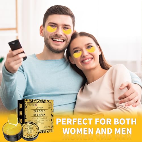 Qyiywim 7.1oz Gold Under Eye Patches for Dark Circles & Puffiness - Luxurious 24K Eye Masks for Men & Women