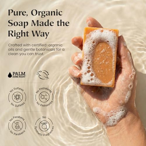 Organic Soap Bar Set - 6 Pack, Cold Process Natural Bar Soap for Women & Men for Sensitive Skin, Body, Face and Hands, Leaping Bunny Certified, Aromatherapy Bath & Shower Gift Set, Made in USA