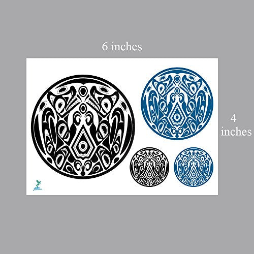 Temporary Tattoos Wolf Pack for Men Waterproof America Traditional Geometric Shapes Small Long Lasting Black Green (2 Sheets)