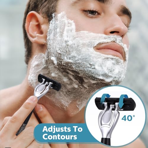 Leriton 28-Piece Refillable Men's Razor Set with 6-Blade Safety Razor & Cartridges