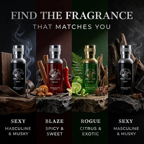 Beverly Hills Polo Club Men's Cologne Gift Set - 4 Eau de Toilette (1oz Each)