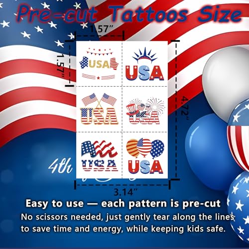 180Pcs Patriotic Temporary Tattoos - 4th of July Party Favors