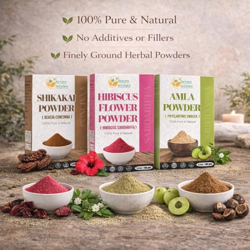 Herbs Botanica Herbal Hair Mask Combo for Hair Growth & Scalp Health - Brahmi, Reetha, Shikakai, Hibiscus, Amla Powders, 5.3 oz Each, 1.65 lbs
