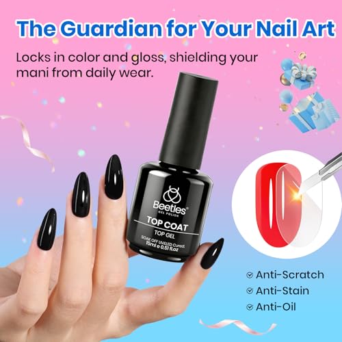 Beetles Gel Nail Base & Top Coat Set – No-Wipe 15ml + 9-in-1 Nail Glue 15ml