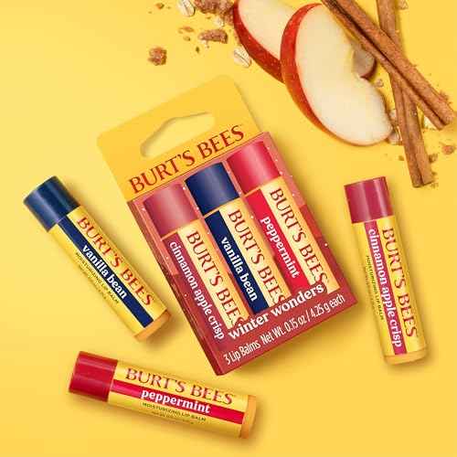 Burt's Bees Stocking Stuffers, Winter Wonders Lip Balm Set for Christmas Gifts, With Responsibily Sourced Beeswax, Natural Origin Lip Care, 3 Tubes, 0.15 oz.