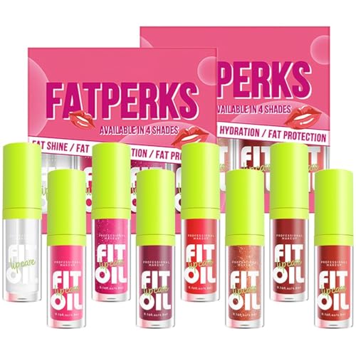 8-Color Hydrating Lip Oil Set with Large Brush Applicator