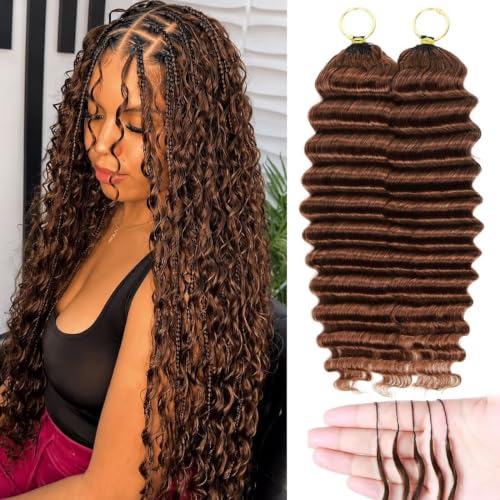 LOLLY HAIR 30# 18 Inch Pre-Looped Feather Human Crochet Hair 110g Deep Wave Black Women