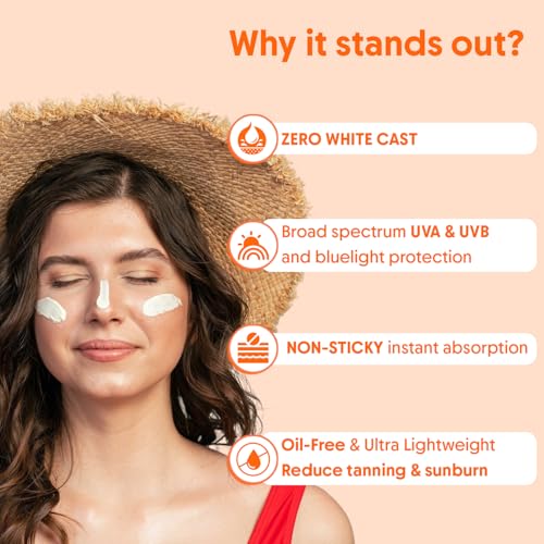 Aravi Organic Oil-Free Fluid Sunscreen SPF 50 PA++++ | (In-Vivo) Dermatologically Tested | Ultra-Light,No White Cast | Broad Spectrum Protection | Hyaluronic Acid & Vitamin C - 1.6 FL Oz / 50ml