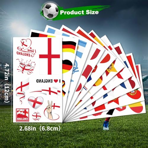 40 Pcs World Flag Temporary Tattoos, Waterproof Face Stickers
