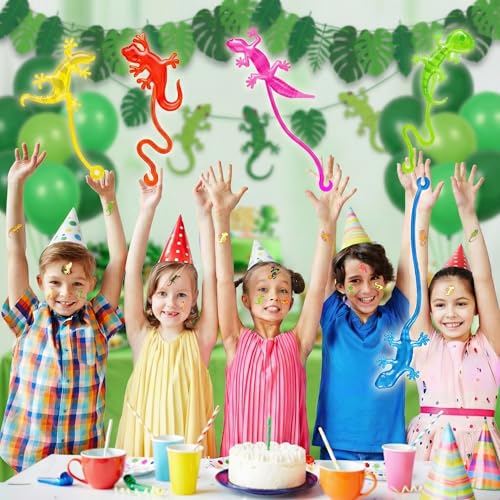 48 Pcs Gecko Reptile Party Favors - Stick Hands & Tattoos