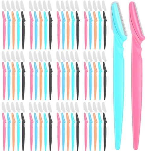100 Pcs Eyebrow Razors for Women & Men - Colorful Facial Shavers