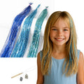 I-Tip Hair Tinsel Extensions Kit - 24 Inch Glitter Hair (Blue)