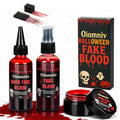 Oiomniv 5PCS Fake Blood Kit, 2.03oz Fake Blood Spray 2.03oz Dripping Blood 1.01oz Coagulated Blood Gel, Realistic Halloween SFX Makeup Washable for Zombie Vampire Cosplay Costume