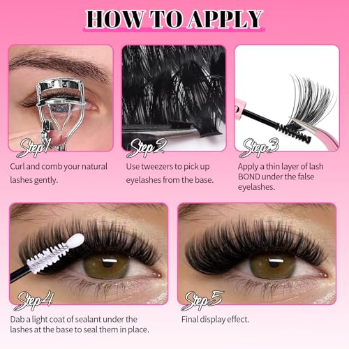 640Pc DIY Lash Extension Kit - 50D 100D Clusters, Bond & Seal