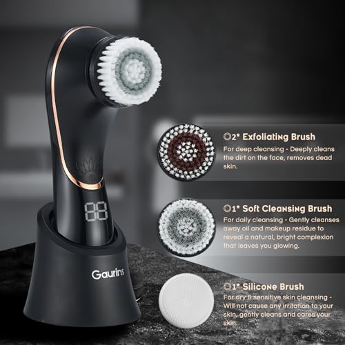 Gaurins Facial Cleansing Brush - Electric Spin Face Scrubber IPX7