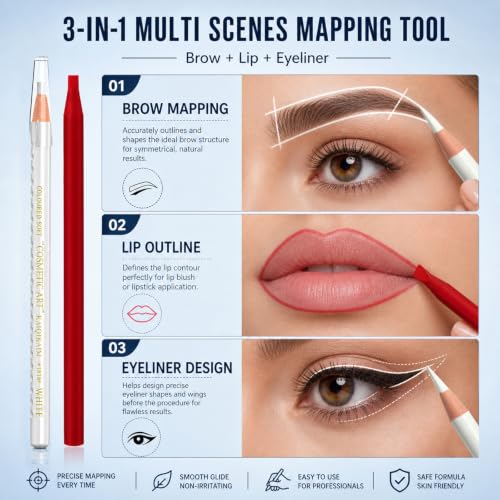PMU Microblading Mapping Pencil Kit - 13Pcs for Permanent Makeup Contouring